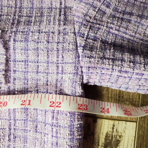 NWT Andree by Unit Boutique Cotton Shacket Size Medium Purple Plaid Tweed Jacket - Picture 10 of 17